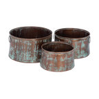 Rustic Copper Metal Planter Set 26905