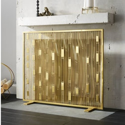 Maclyn Brass Fireplace Screen | CB2 - Storage And Organization