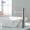 Circular Brass Single Handle Bathroom Faucet KBF1009, Brush Nickel, With Drain