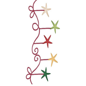 Starfish Ornaments Decorative Holiday Geometric Print Bath Towel, Cranberry