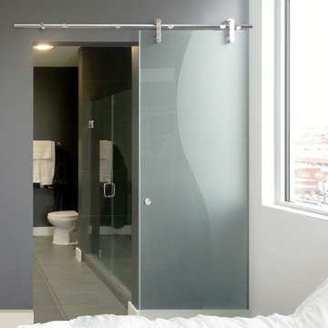 Amazing Etched Sliding Glass Barn Doors