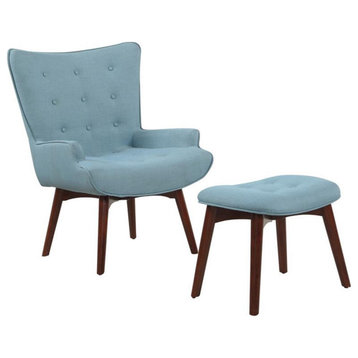 Best Master Mid-Century Fabric Upholstered Accent Chair with Ottoman - Capri