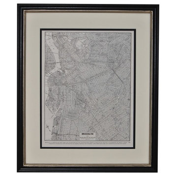 Vintage Brooklyn, New York Map, Framed Original NYC Map- Authentic 1940s