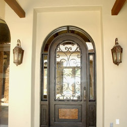 Marbella Round Top Wrought Iron Door with Wrap-Around Transom - Front Doors