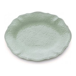 Arte Italica Merletto Aqua Small Oval Platter - Dinnerware