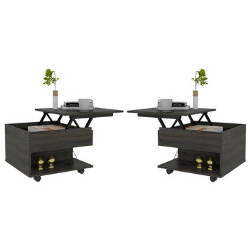 Home Square Furniture Luanda Lift Top Coffee Table in Espresso Carbon - Set of 2