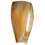 Besa Lighting - Chelsea 1 Light Wall Sconce, Satin Nickel, Incandescent, Honey Glass - Our lithe and lovely Chelsea sconce has minimal hardware to show off the open-ended handcrafted glass. ADA-Compliant. This unique decor is handcrafted, with layered swirls of yellow-amber and golden-brown against white, finished to a high gloss. It?s classic swirl pattern and high gloss surface has a truly florid gleam. Honey is a hand-blown glass designed to have a shiny and polished finish. The glass is gathered and rolled into shape a unique pattern is formed that cannot be replicated. This blown glass is handcrafted by a skilled artisan, utilizing century-old techniques passed down from generation to generation. Each piece of this decor has its own unique artistic nature that can be individually appreciated. These stylish and functional luminaries are offered in a beautiful Satin Nickel finish.