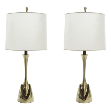 PAIR OF SCULPTURAL BRASS TABLE LAMPS BY LAUREL LAMPS