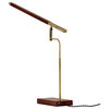 Barrett 1 Light Desk Lamp, Walnut With Antique Brass Accents