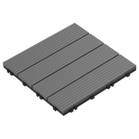 24-Pack Wood Plastic Composite Interlocking Patio Tiles Outdoor Flooring