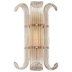 Hudson Valley Lighting - Brasher, 1 Light, Wall Sconce, Aged Brass Finish, Clear Glass - Glass is hand-poured into molds and then bent to form the distinctive panels constituting the bulk of Brasher's first impression. The texture of these panels refracts the light coming through, while the glass itself is infused with a soft champagne hue. Seen from underneath, the metal work concealed behind this glass is aesthetically pleasing in its own right.