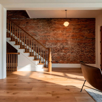 Modern Loft Staircase with Custom Turned Newel Posts