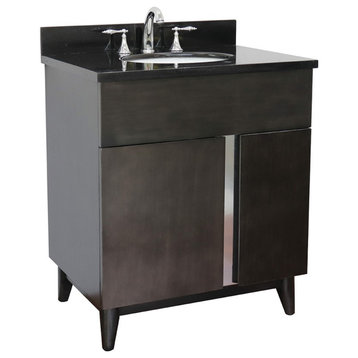 31" Single Vanity, Silvery Brown Finish With Black Galaxy Top