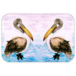 Mary Gifts By The Beach - Pelican Twins Plush Bath Mat, 20"x15" - Bath mats from my original art and designs. Super soft plush fabric with a non skid backing. Eco friendly water base dyes that will not fade or alter the texture of the fabric. Washable 100 % polyester and mold resistant. Great for the bath room or anywhere in the home. At 1/2 inch thick our mats are softer and more plush than the typical comfort mats.Your toes will love you.