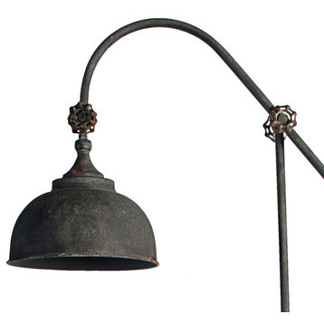 Benzara BM285020 67" Iron Floor Lamp, Adjustable Length Arm, Antique Black