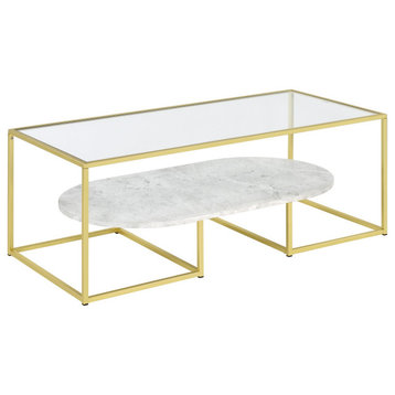 Nola Glass & Metal Cocktail Table in Gold