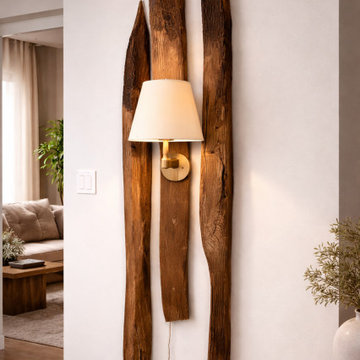 Luminaire design en bois massif – Pièce unique décoration intérieure