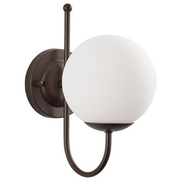 Modern 1-Light Oil Rubbed Bronze Wall Sconce with Globe Glass Shade