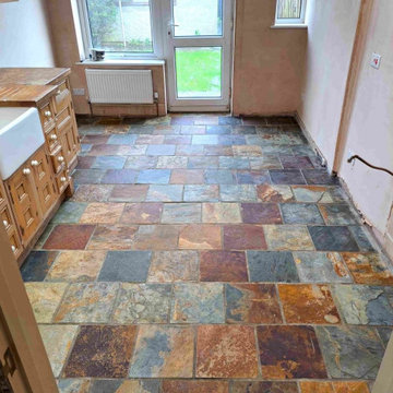 Restoring a Multi Coloured Slate Kitchen Floor in Penarth