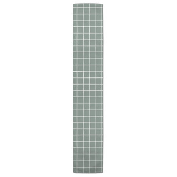 Hand Grid Sage 16x72 Poly Twill Table Runner