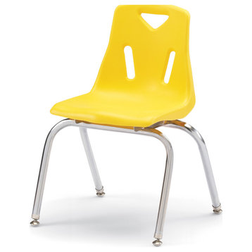 Berries Stacking Chairs with Chrome-Plated Legs - 16" Ht - Set of 6 - Yellow
