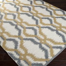 Juniper Woolen Rug in Charcoal Gold and Ivory - Rugs