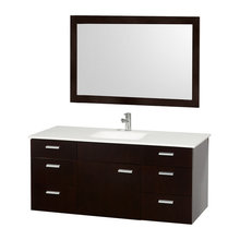 52" single bathroom vanity in solid marble, wall hung