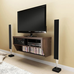 Prepac 9 Designer Collection Espresso 42" Wall Mounted AV Console - Display And Wall Shelves 