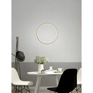 MIRODEMI® Anzère | Modern Ring Hanging Lamp for Dining Room, Gold, Dia7.9xw4.3xh47.2", Warm Light