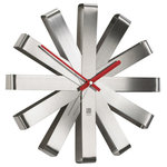 Umbra - Ribbon Wall Clock, Steel - -Bent stainless steel wall clock.