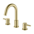 Circular Widespread Sink Faucet With Pop Up Drain, Brush Gold