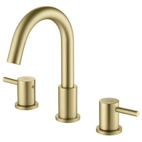 Circular Widespread Sink Faucet With Pop Up Drain, Brush Gold