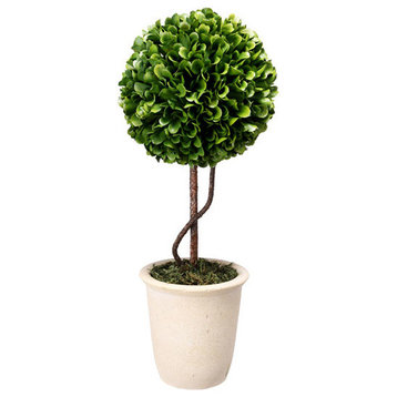 Faux Boxwood Topiary Plant Single Sphere 6"x14"