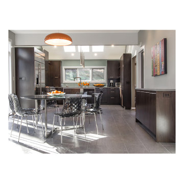 Mid-Century Modern Kitchen, Steel and Espresso