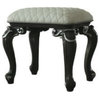 Stool, Two Tone Ivory Fabric and Charcoal Finish