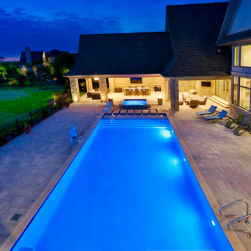 St. Charles Swimming Pool and Hot Tub with Floating Steps