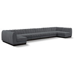 Meridian Furniture - Quinn Chenille Upholstered U-Shaped Modular Sectional, Grey, 8-Piece: 6 Armless Chair, 2 Corner Chair - The Quinn Modular Sectional is a stunning piece crafted in a rich and luxurious grey chenille fabric. Its awe-inspiring design and exceptional quality make it a perfect addition to any space, whether it's a living room, bedroom, or office. The sectional's plush cushioning and sturdy frame provide both comfort and durability, ensuring that it will be a favorite for years to come. Whether you're looking for a statement piece or simply a comfortable seating option, the Quinn sectional is an excellent choice.