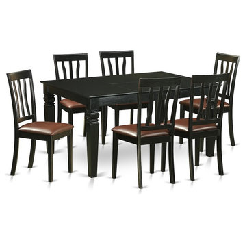 7-Piece Dinette Table Set for Kitchen Table and 6 Chairs, Black