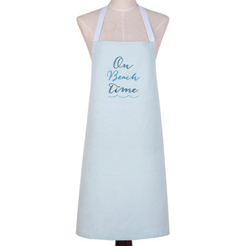 On Beach Time Shades of Blue Embroidered Kitchen Apron
