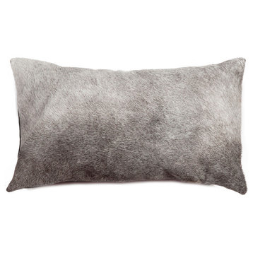 Natural Torino Cowhide Pillow 12"x20", Grey