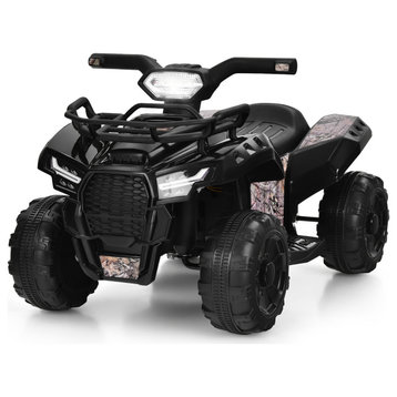 Costway 6V Kids ATV Quad Electric Ride On Car Toy Toddler w/LED Light&MP3 Black