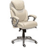 Modern Office Chair, Bonded Leather Seat With Lumbar Cushioned Back, Cream