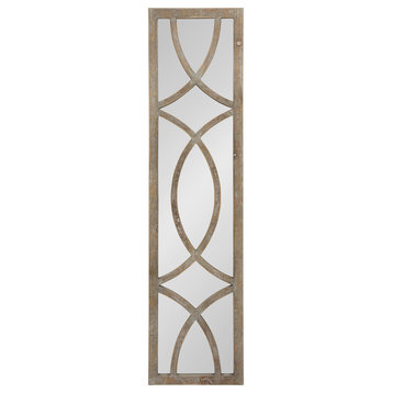 Tolland Wood Panel Wall Mirror, Brown 12x48