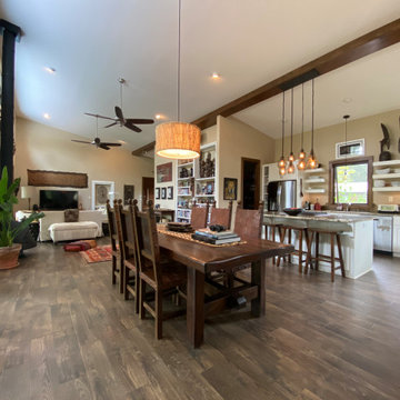 Dining room, kitchen, living room