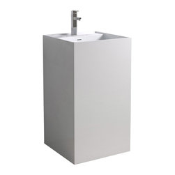 ADM Bathroom Design - ADM Cubed Freestanding Pedestal Sink, White, 19" - Bathroom Sinks