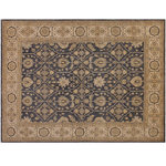 Bareens Designer Rugs - Chic Ziegler Casimira Bluish Gray Ivory Hand-Knotted Wool Rug - 8'2'' x 9'8'' - Enhance the ambiance of your home with this magnificent Persian-influenced Turkish hand-knotted rug made by skilled artisans capable of creating the most exceptional vegetable dyes and hand-spun wool. This exquisite handmade rug is a one-of-a-kind Peshawar Kafkaz, otherwise identified as Chobi, Chobi Peshawar, Oushak, or Ziegler rug. These handmade rugs are crafted in Pakistan utilizing superior-quality wool imported from Australia, New Zealand, and Korea in two types of weaves: the Persian weave and the Mori weave. This rug is meticulously crafted by hand using the finest natural vegetable dyes extracted from local plants. The artisans use a blend of hand-spun local and fine merino wool, resulting in a rug with a compelling texture, higher lanolin content, and longer staple. The artisans occasionally incorporate natural or artificial silk into the pile to enhance specific motifs. The finished product is an awe-inspiring execution of flawless design and an understated palette that exudes elegance.