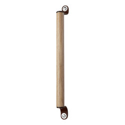 Walnut Studiolo - Leather and Wood Handle, The Sellwood, Dark Brown, 15.5" Center-to-Center, Nicke - Cabinet And Drawer Handle Pulls