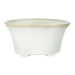 Antique White Small Oval Flowerpot - Indoor Pots And Planters