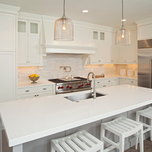 Quartz Counter Marble Backsplash Houzz