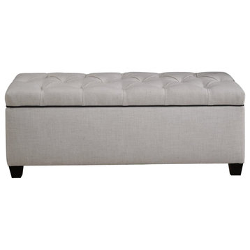 Contemporary Storage Bench, Upholstered Design With Padded Tufted Seat, Charcoal